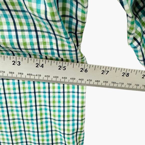 Peter‎ Millar Plaid Green Blue Button Down Short Sleeve Men’s Size XL - Picture 6 of 6
